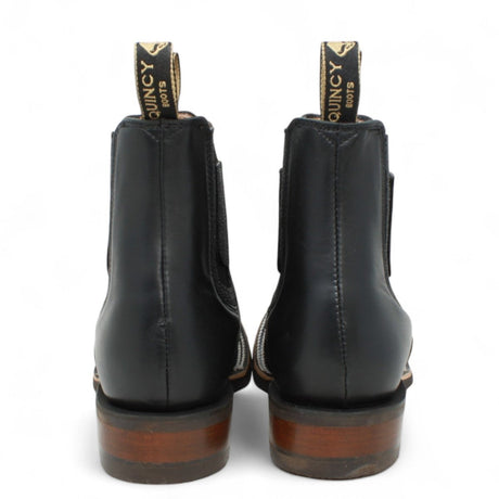 Botines de Mantaraya Grabada con Punta Cuadrada Color Negro - Quincy Boots