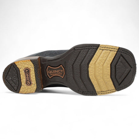 Botines de Mantaraya Grabada con Punta Cuadrada Color Negro - Quincy Boots