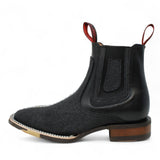 Botines de Mantaraya Perla Completa Grabado con Punta Cuadrada Color Negro - Quincy - Quincy Boots