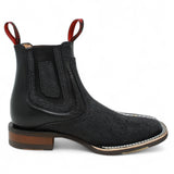 Botines de Mantaraya Perla Completa Grabado con Punta Cuadrada Color Negro - Quincy - Quincy Boots