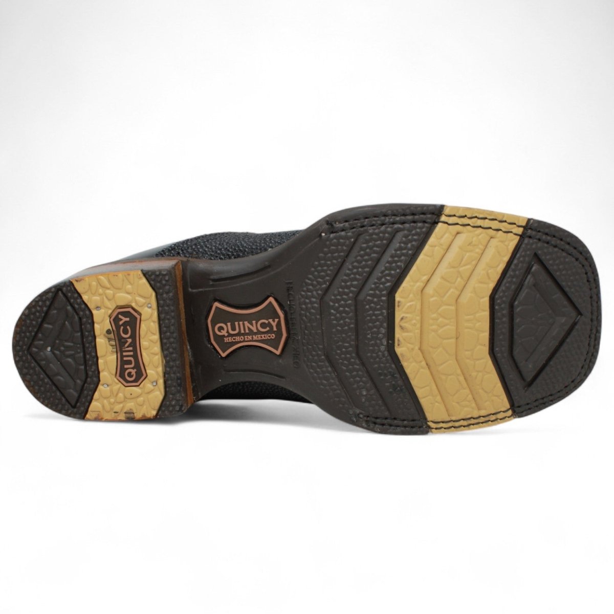 Botines de Mantaraya Perla Completa Grabado con Punta Cuadrada Color Negro - Quincy - Quincy Boots