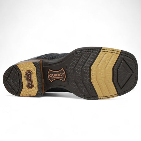 Botines de Mantaraya Perla Completa Grabado con Punta Cuadrada Color Negro - Quincy - Quincy Boots