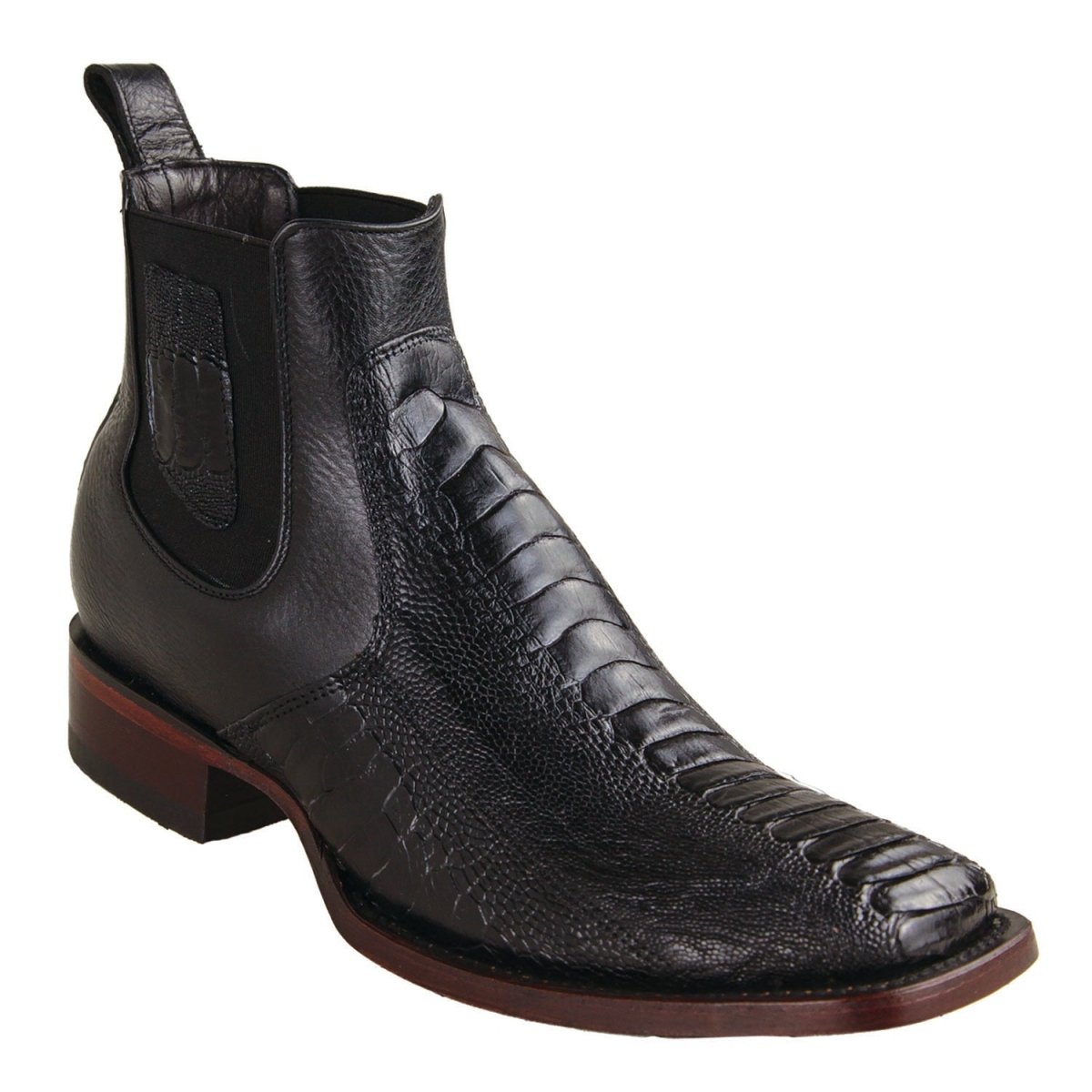 Original Ostrich Foot Ankle Boots with Wide Square Toe in Black