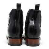 Rodeo Imports Men´s Genuine Hair-on Cowhide Wide Square Toe Ankle Boots - White & Black - Pair Back View