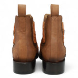 Botines de Piel Grabado Pez Pirarucu Punta Cuadrada Color Miel - Hooch Boots - Hooch