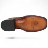 Botines de Piel Grabado Pez Pirarucu Punta Cuadrada Color Miel - Hooch Boots - Hooch