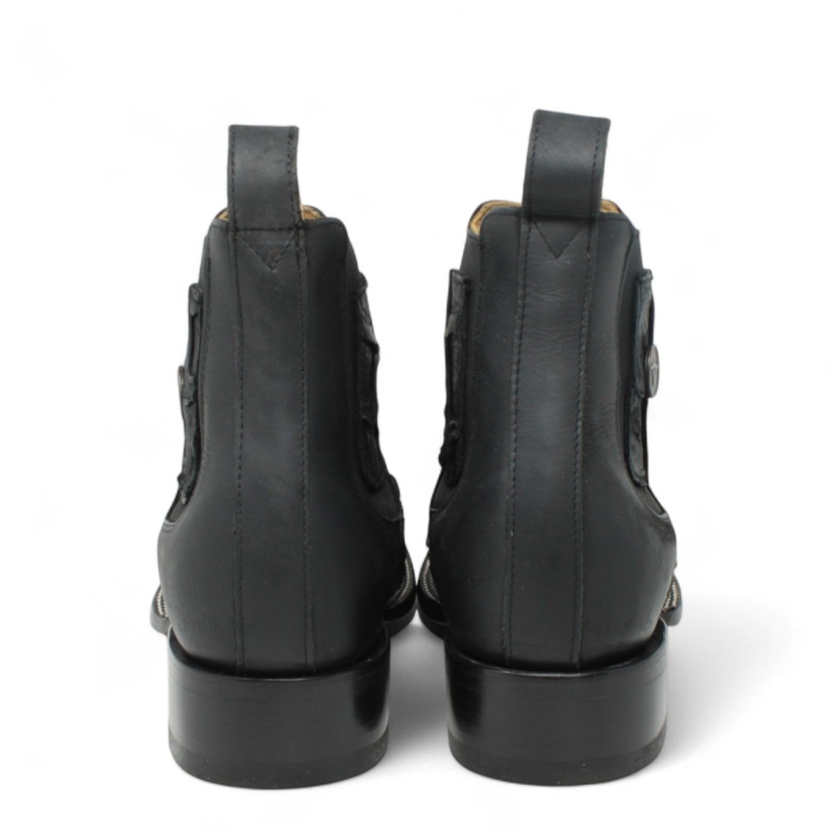 Botines de Piel Grabado Pez Pirarucu Punta Cuadrada Color Negro - Hooch Boots - Hooch