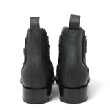 Botines de Piel Grabado Pez Pirarucu Punta Cuadrada Color Negro - Hooch Boots - Hooch