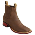 Botines de Piel Original Punta Cuadrada Ancha Color Cafe - Los Altos Boots - Los Altos Boots