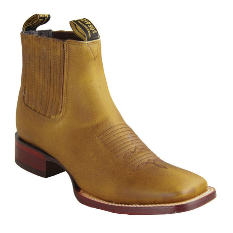 Botines de Piel Original Punta Cuadrada Ancha Color Miel - Los Altos Boots - Los Altos Boots