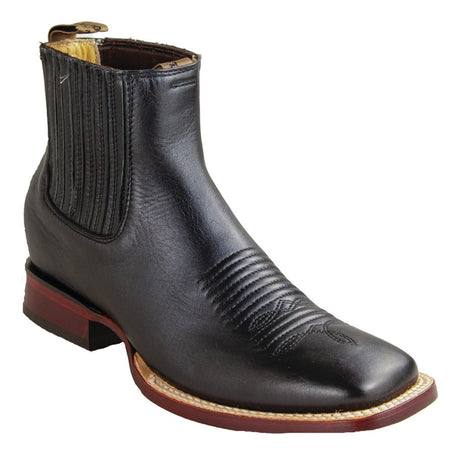 Botines de Pïel Original Punta Cuadrada Ancha Color Negro - Los Altos Boots - Los Altos Boots