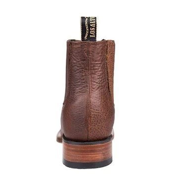 Wester Genuine Rage Leather ANkle Boots Walnut Color - Los Altos Boots - Back View 