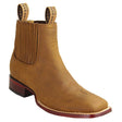 Botines de Piel Original Punta Cuadrada Ancha Color Tan - Los Altos Boots - Los Altos Boots