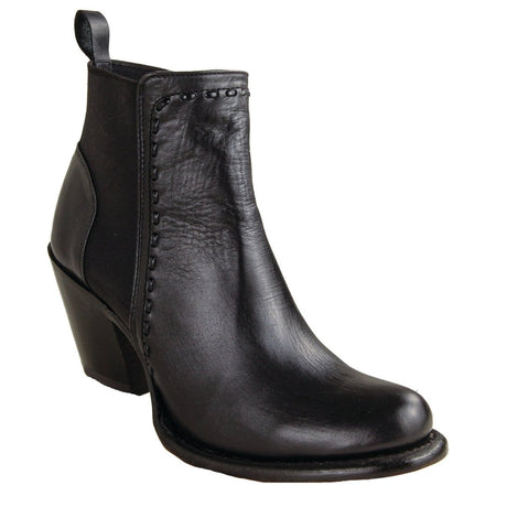 Botines de Piel Original Punta Oval Para Dama Color Negro - Los Altos Boots - Los Altos Boots