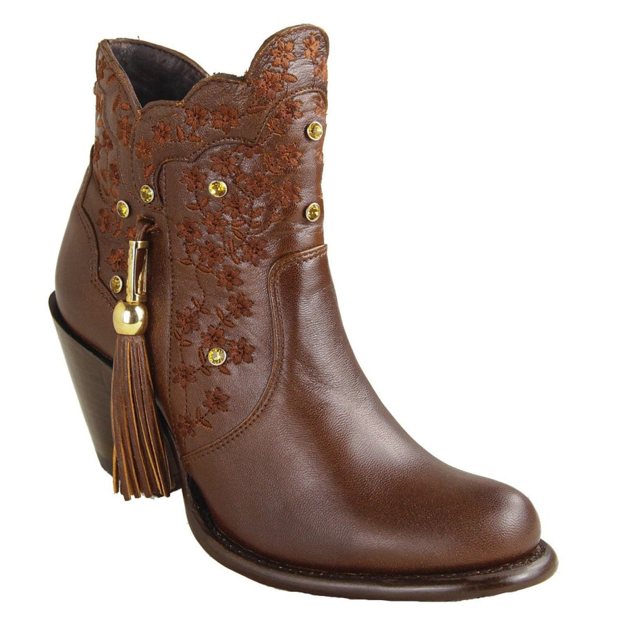 Botas de Piel Original Punta Oval Para Niña Color Cafe - Hooch Boots