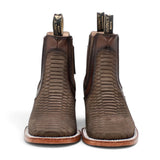 Botines de Piton Grabado Punta Cuadrada Color Chocolate Q82B5794 - Quincy Boots
