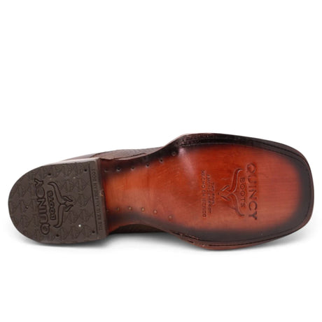 Botines de Piton Grabado Punta Cuadrada Color Chocolate Q82B5794 - Quincy Boots