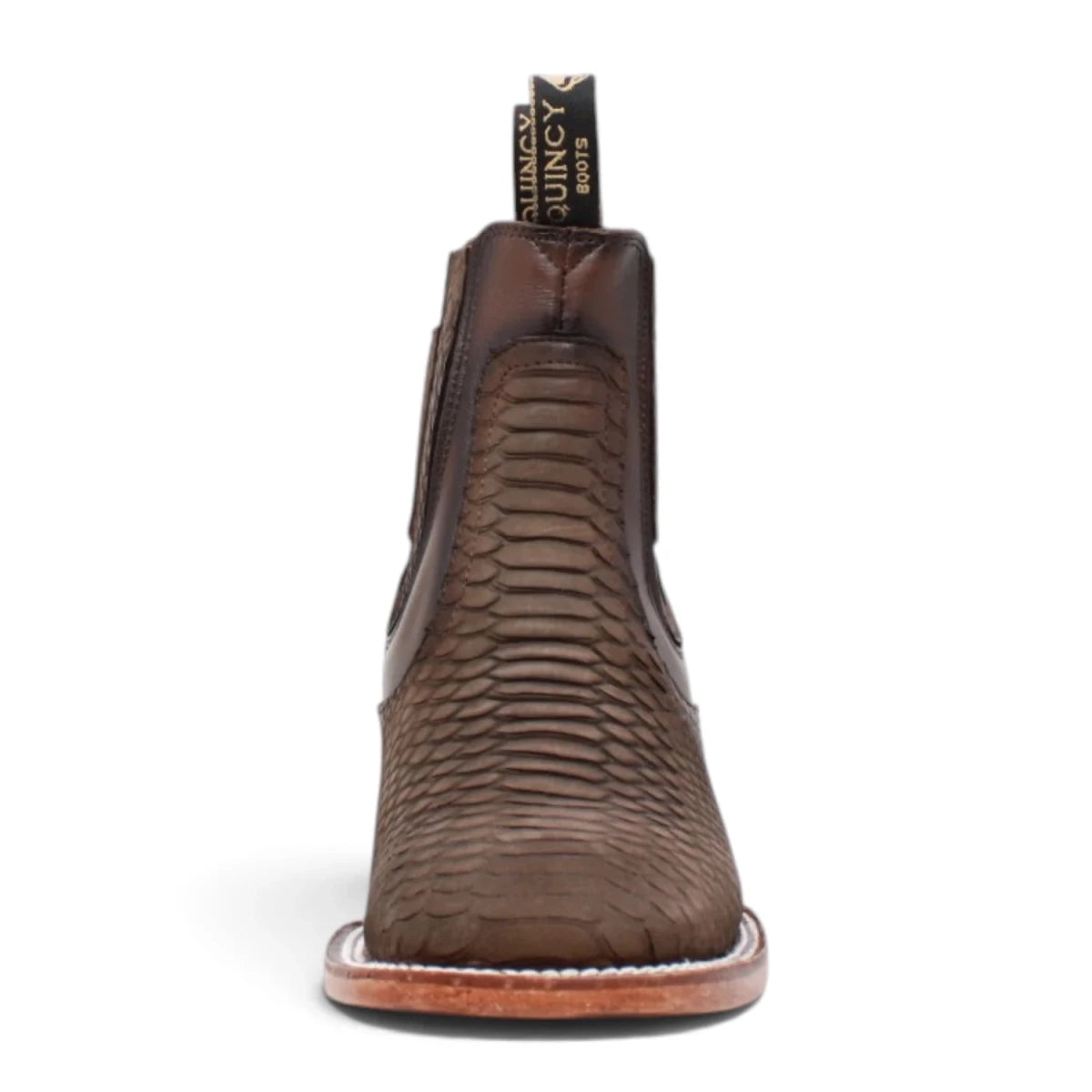 Botines de Piton Grabado Punta Cuadrada Color Chocolate Q82B5794 - Quincy Boots