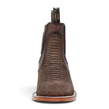 Botines de Piton Grabado Punta Cuadrada Color Chocolate Q82B5794 - Quincy Boots