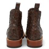 Botines Hombre de Cuero Grabado Avestruz Punta Cuadrada Color Cafe - Tanner Mark Boots - Tanner Mark Boots