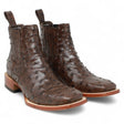 Botines Hombre de Cuero Grabado Avestruz Punta Cuadrada Color Cafe - Tanner Mark Boots - Tanner Mark Boots