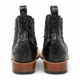 Botines Hombre de Cuero Grabado Avestruz Punta Cuadrada Color Negro - Tanner Mark Boots - Tanner Mark Boots