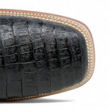 Botines Hombre de Cuero Grabado Caiman Panza Punta Cuadrada Color Black - Tanner Mark Boots - Tanner Mark Boots
