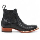 Botines Hombre de Cuero Grabado Caiman Panza Punta Cuadrada Color Black - Tanner Mark Boots - Tanner Mark Boots