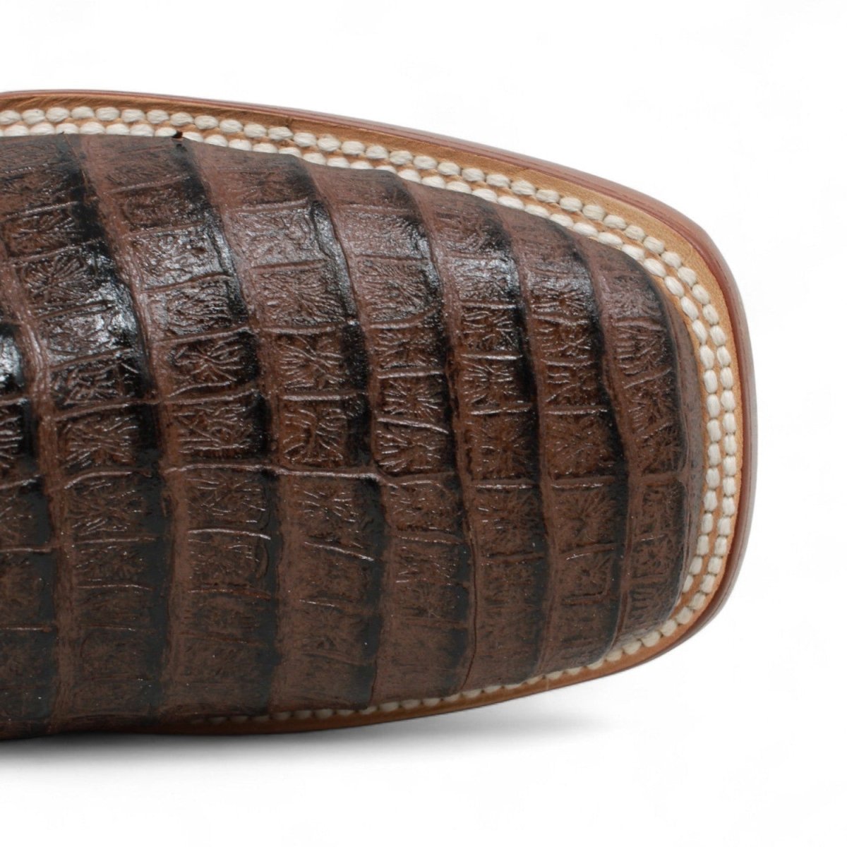 Botines Hombre de Cuero Grabado Caiman Panza Punta Cuadrada Color Brown - Tanner Mark Boots - Tanner Mark Boots
