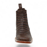 Botines Hombre de Cuero Grabado Caiman Panza Punta Cuadrada Color Brown - Tanner Mark Boots - Tanner Mark Boots