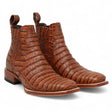 Botines Hombre de Cuero Grabado Caiman Panza Punta Cuadrada Color Cognac - Tanner Mark Boots - Tanner Mark Boots