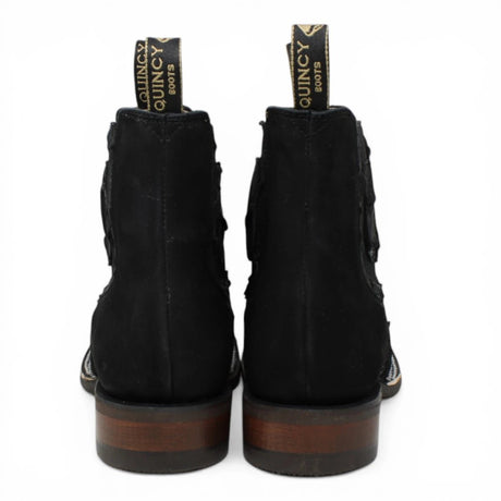 Botines Negro de Pescado Grabado con Punta Cuadrada Q82BU1005 - Quincy Boots