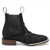 Botines Negro de Pescado Grabado con Punta Cuadrada Q82BU1005 - Quincy Boots