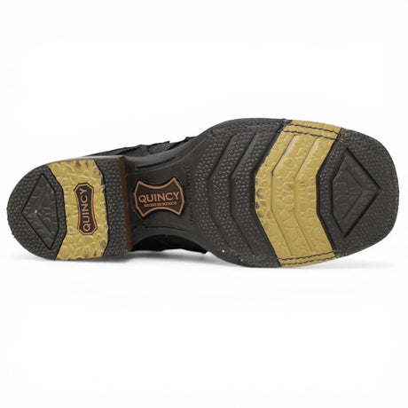 Botines Negro de Pescado Grabado con Punta Cuadrada Q82BU1005 - Quincy Boots