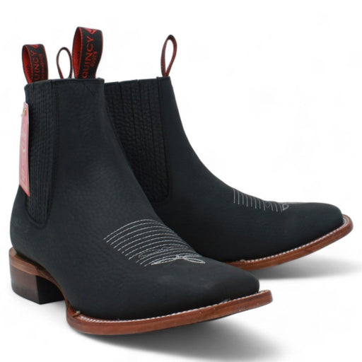 Botines Punta Cuadrada Color Negro - Quincy Boots