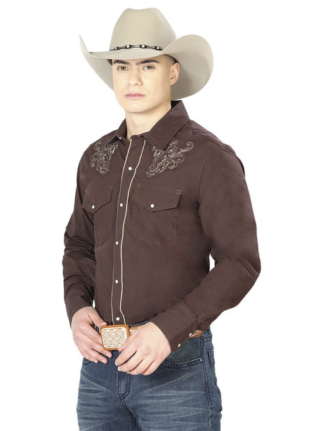 Brown Western Long Sleeve Shirt 42953 - Diana Zapateria Inc
