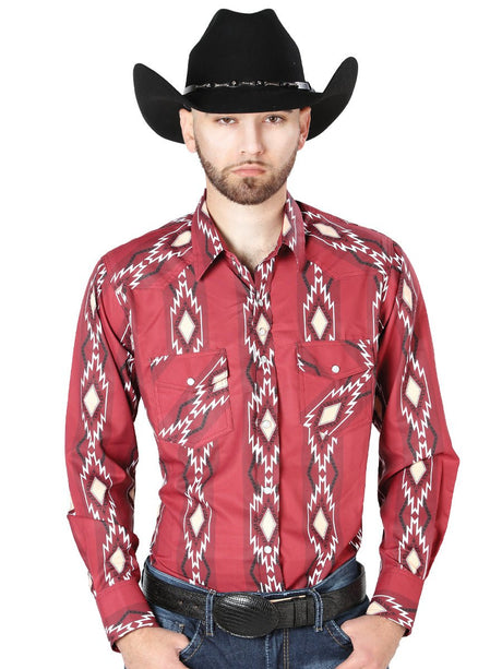 Burgundy Long Sleeve Cowboy Shirt 44216 - Diana Zapateria Inc
