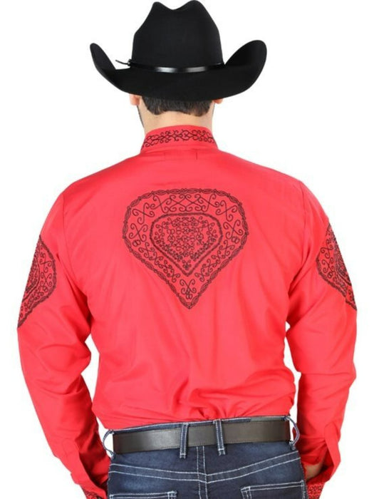 Camisa Charra Bordada El General Roja con Negro GEN-126689