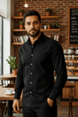 Camisa Elegante para Hombre de Manga Larga con Botones y Pequeños Brillos- Contti - Contti