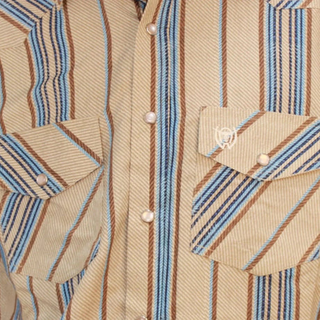 Camisa Vaquera Boton de Perla de Manga Larga con Rayas-American West - American West