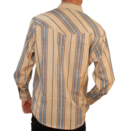 Camisa Vaquera Boton de Perla de Manga Larga con Rayas-American West - American West