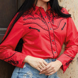 Camisa Vaquera Para Mujer con Bordado y Diamantina - White Diamonds Boots