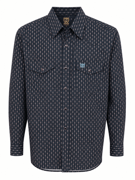 Camisa Western para Hombre de Manga Larga con Estampado Azul -American West - American West