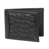 Cartera de Piel Cuero con Avestruz Original Color Negro - Los Altos Boots - Los Altos Boots