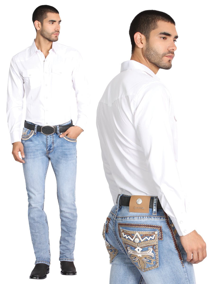 Centenario Bootcut Denim Jeans With Embroidery on the Back Pocket - Diana Zapateria Inc