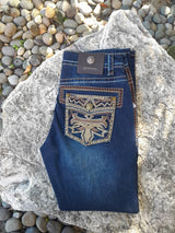 Centenario Bootcut Denim Jeans With Embroidery on the Back Pocket - Diana Zapateria Inc
