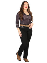 Centenario Hip - Up Bootcut Denim Jeans - Black 45319 - Diana Zapateria Inc