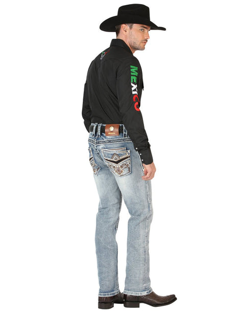 Centenario Men's Premium Denim Boot Cut Pants - Black 45532 - Diana Zapateria Inc