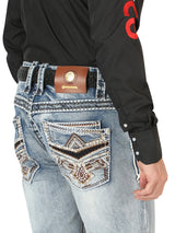 Centenario Men's Premium Denim Boot Cut Pants - Black 45532 - Diana Zapateria Inc