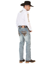 Centenario Men's Premium Denim Boot Cut Pants - Dark Blue 45530 - Diana Zapateria Inc